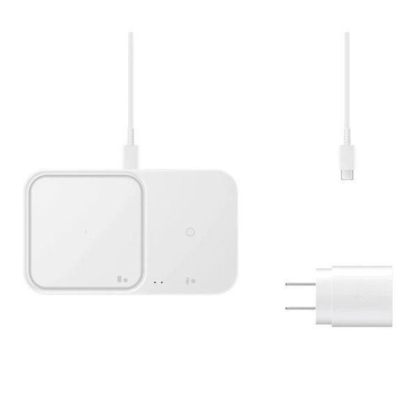 New Samsung 15W Wireless Charger Duo with Travel Adapter White (Open Box)